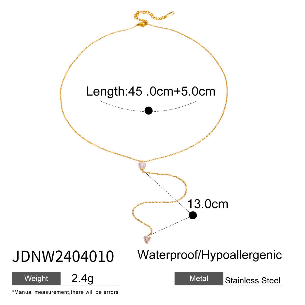 Jiading European and American jewelry stainless steel rhinestone pendant necklace ins sweater chain titanium steel necklace