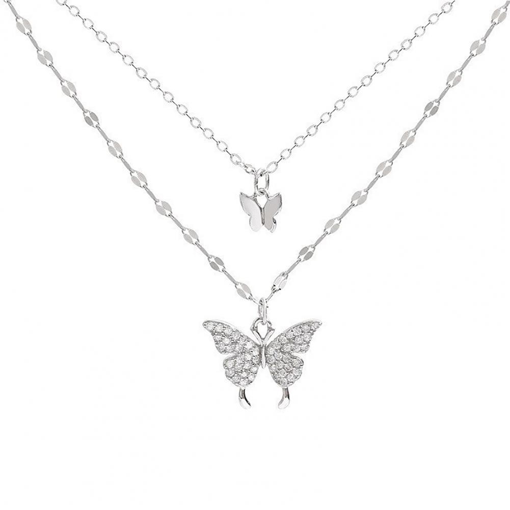 

Butterfly Necklace Double Layer Rust-proof Alloy Butterfly pendant Personality Fashion Clavicle Chain for Women