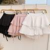 Lace-up Lace Short Cake Skirt Ruffle Lace Pleated Mini Skirts High Waist A-line Skirt  Girls