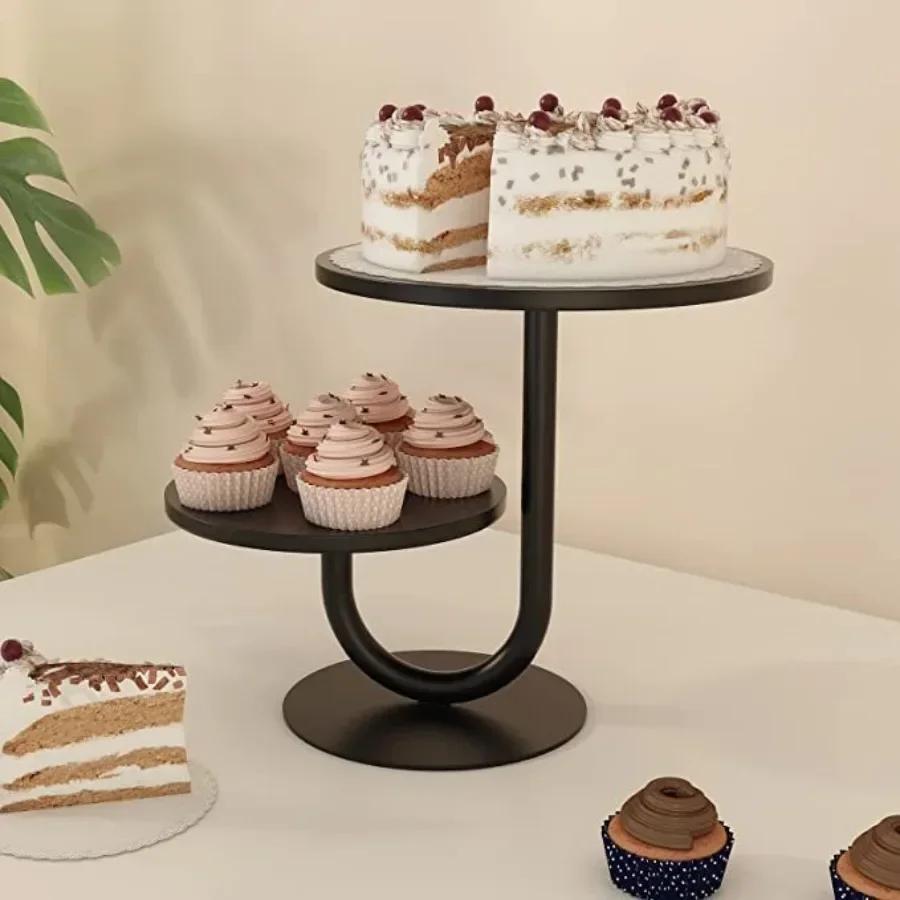 

Золотая подставка для торта 10/8 дюймов, 2-ярусная круглая подставка для кексов для вечеринок, десертов, свадеб, дней рождения, семейных вечеринок, поднос, тарелки для пирогов чёрный