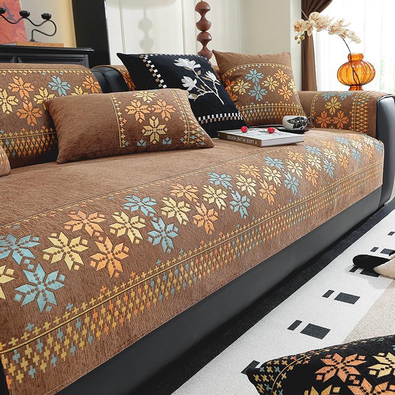 

Light Luxury Sofa Cushion Advanced Sense 2025 New Straight Row Seat Cushion Anti-cat Scratch Cover Towel Cover for Four Season 45X45cm pillowcase кофейный