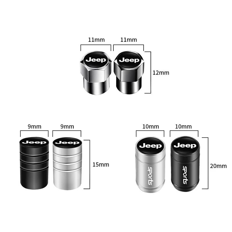 4PCS Aluminum Alloy Car Tire Valve Stem Caps for Jeep Wrangler Grand Cherokee Anti-Dust Wheel Valve Cover Auto Accessories