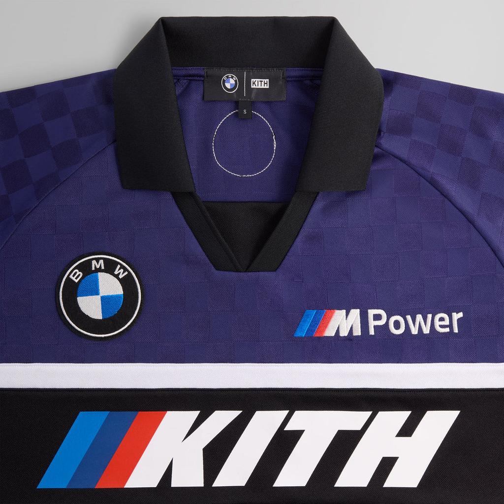 Kith X BMW Collaboration Logo Knitted Comfortable American Vintage Short Sleeve T-Shirt Men Tops Tech-Purple KHM032894-599