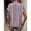 Summer New Fashion Women's Striped Printed V-neck Bat Sleeve Shirt Top