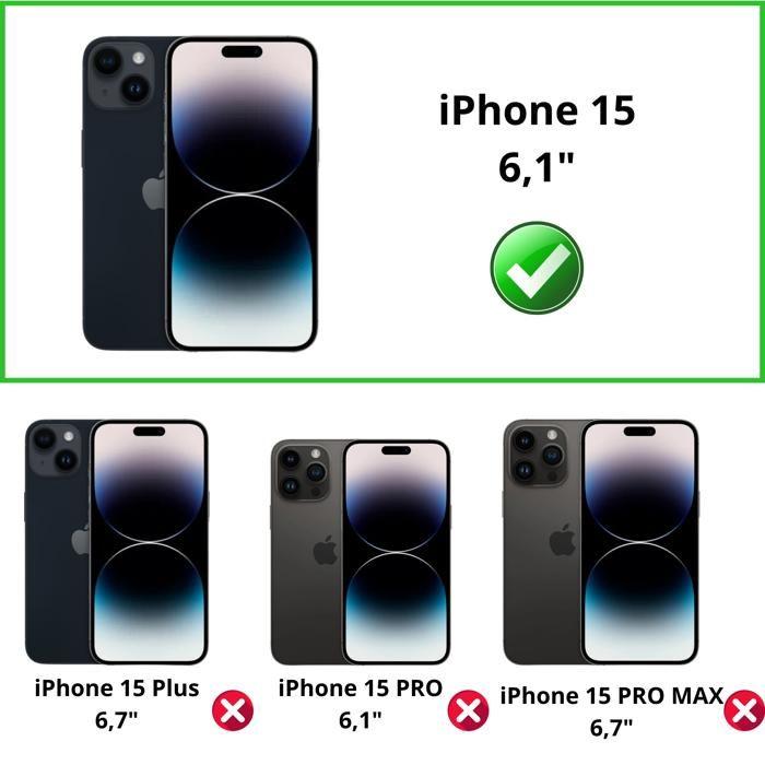 Case and Neck Strap for iPhone 15 - Transparent Soft TPU Adjustable Black Cord Phonillico®
