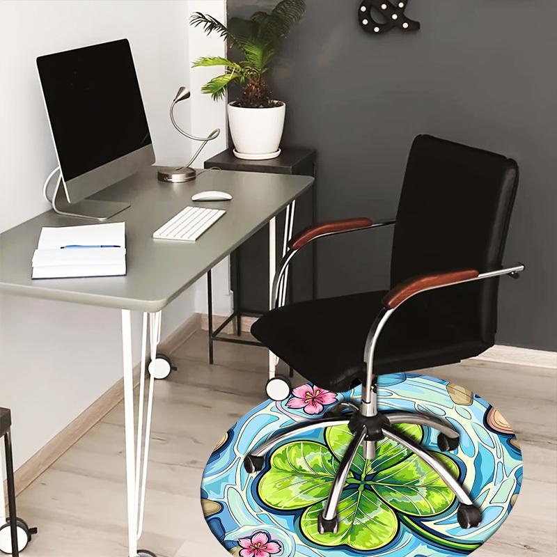 

1pc Office Carpet Chair Mats Four-Leaf Clover Pond with Flowers Perfect for Decorating Office Chairs, Living Rooms, Or Bedrooms.YDT136 80cm by 80cm