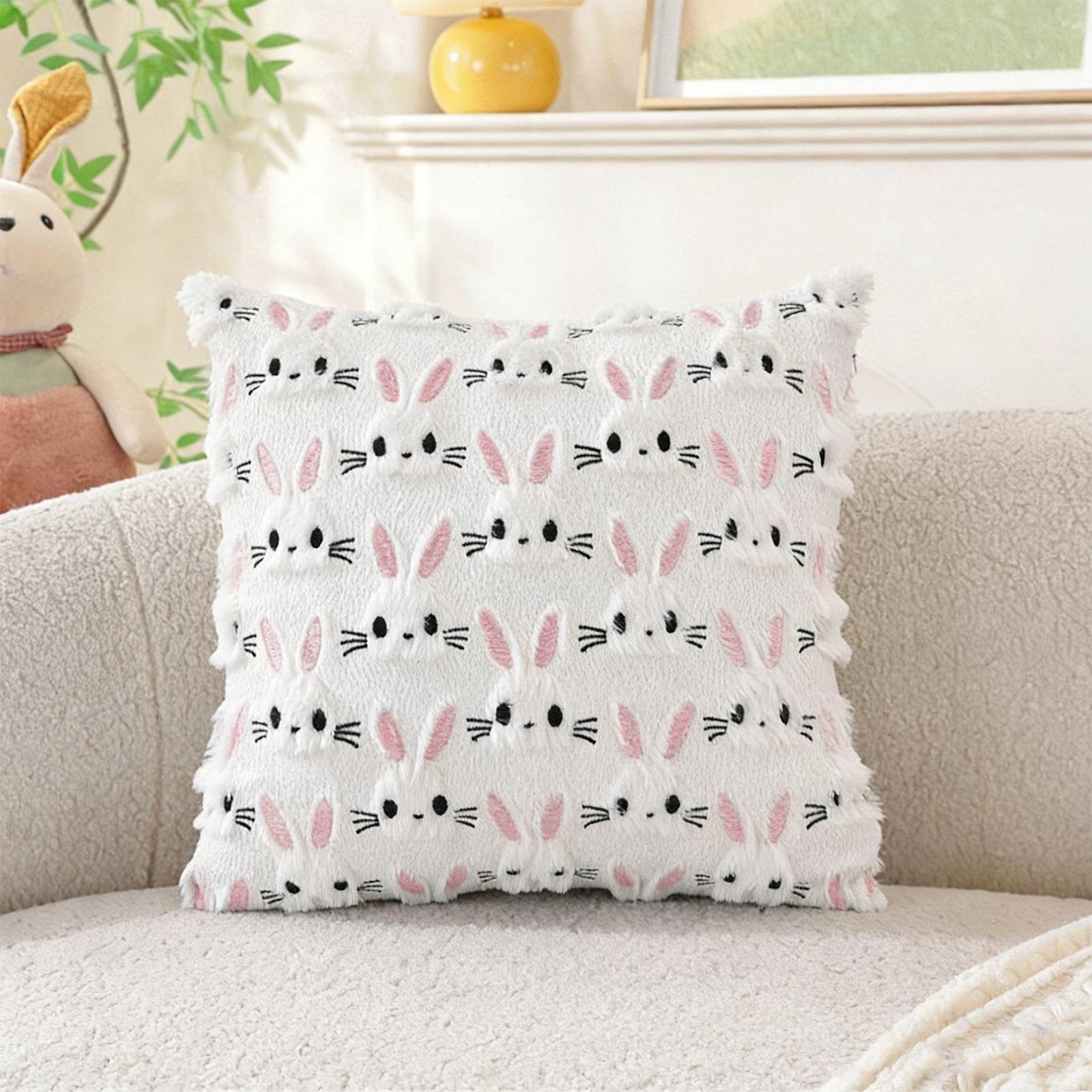 Easter Bunny Pillowcase Plush Cushion Fun Festival Decoration Living Room Sofa Pillow Cover One Size белый 990₽