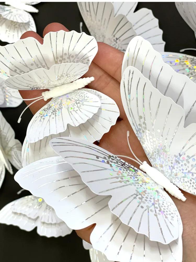 3D Flashing Butterfly Wall Decoration, Butterfly Crafts, 12 Butterflies,Double,Layer Butterfly Wall Stickers