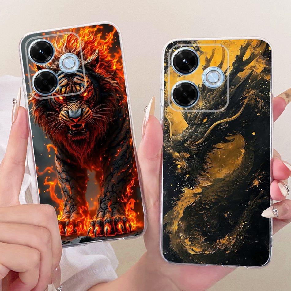 For Xiaomi Redmi 13X Cool Dragon Tiger Pattern Phone Case For Redmi 13X Soft Silicone TPU Cases