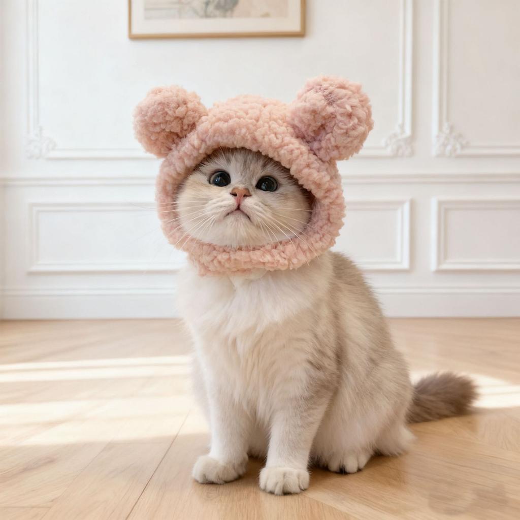 Maltese white goose hood Taiyaki cat hood pet hat small dog cute funny hat