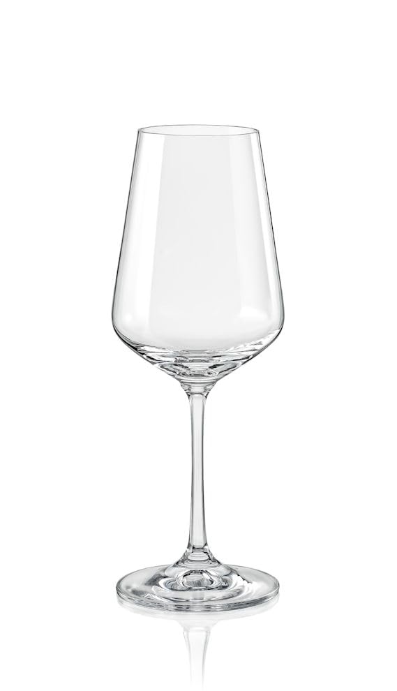 Bohemian Glass SANDRA Glass Wine Glasses, Set of 6, 350ml, Dishwasher Safe, Crystallex, 40728-350-6