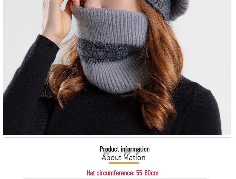North American Women's Winter Two-Piece Set: Two-Color Knit Hat & Velvet Scarf, Warm Ear Protection