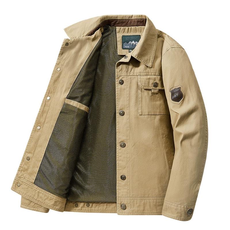 Men's Spring and Autumn Plus Size Thin Section Lapel Solid Colour Casual Business Loose Jacket