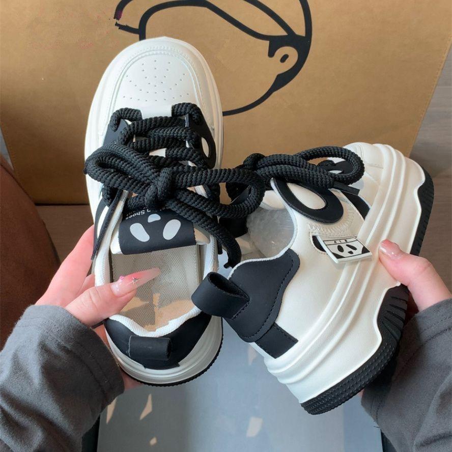 Maillard Black and White Panda Board Shoes Children 2025 New Sports Shoes Versatile Platform Casual White Shoes Women's Tide