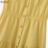 ZANZEA Women Casual Turn Down Collar Loose Sleeveless Dress