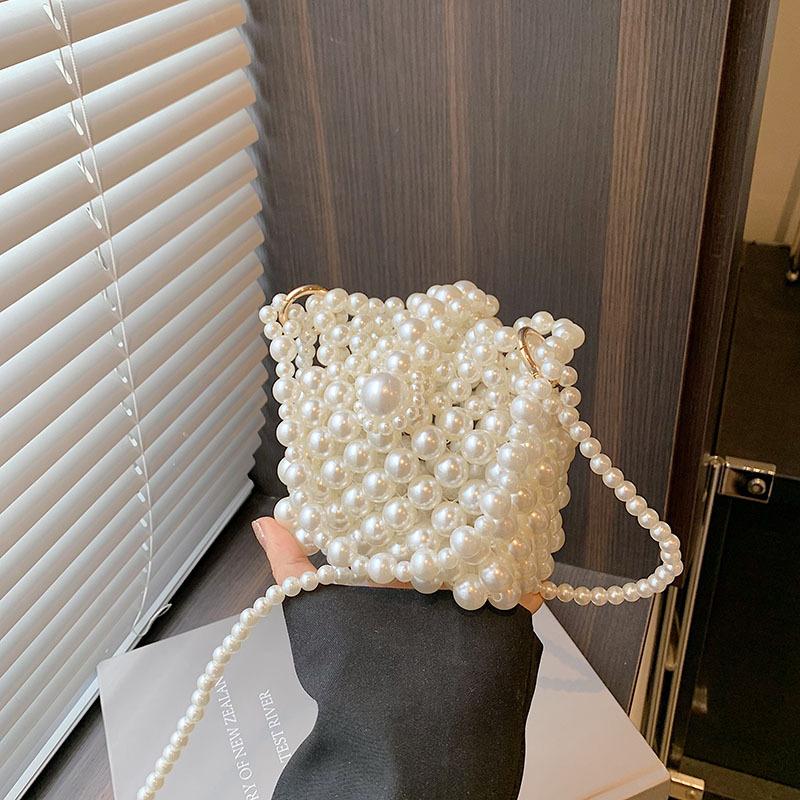 

Жемчужная плетеная сумка кроссбоди, подходящая для девушек, сумка из бисера ручной работы для повседневного наряда