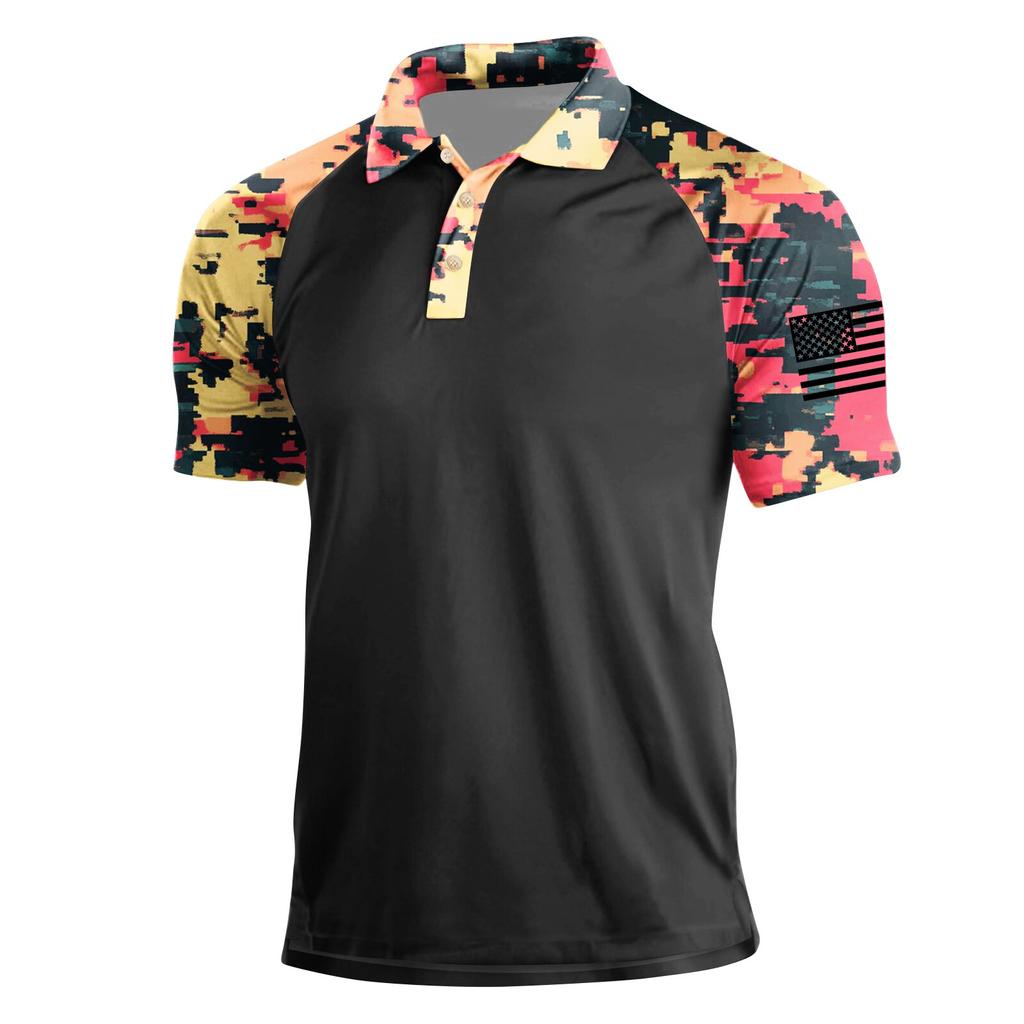 Camicia da Uomo Estiva Stampata a Maniche Corte con Collo a Revers Moda Casual da Uomo