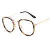 Newly designed womens glasses optically metal frame leopard print clear lens glass glasses golden square glasses men UV400