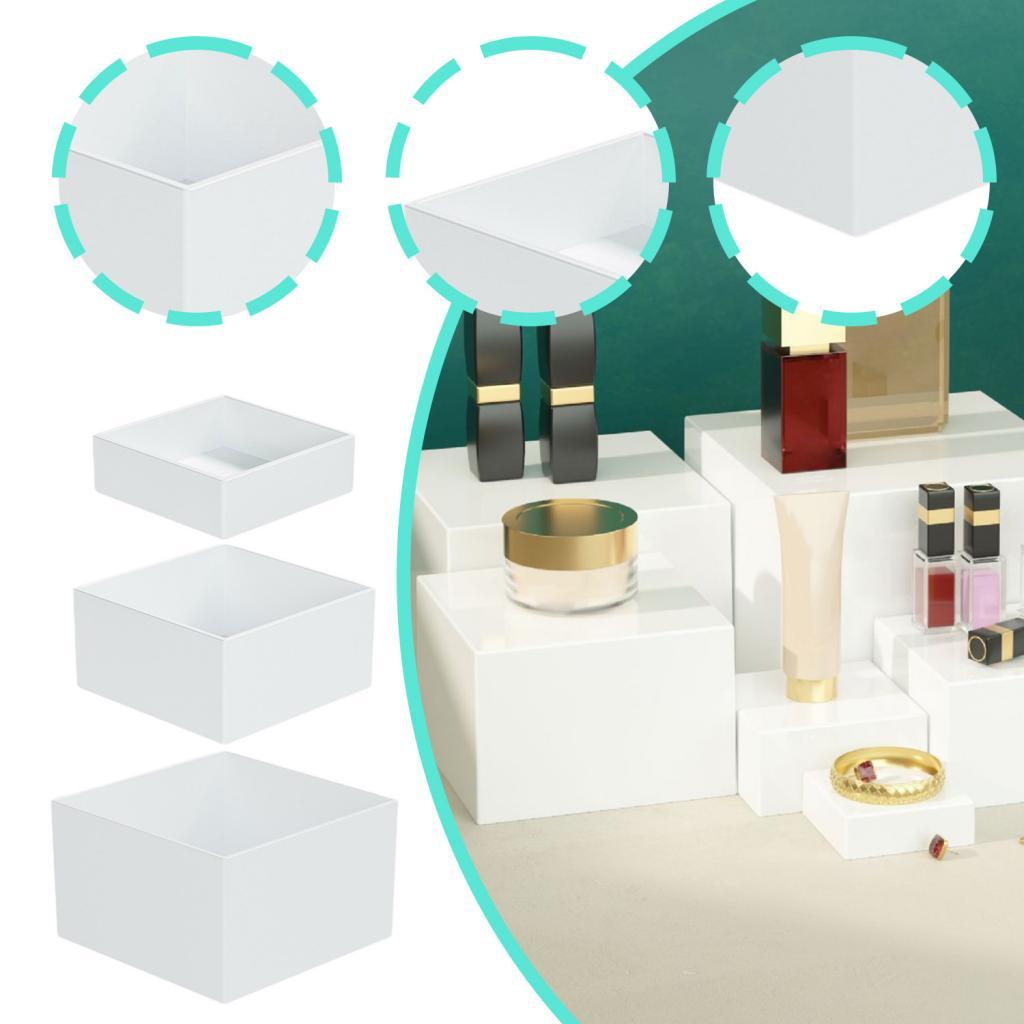 3Pcs Acrylic Boxes for Food Display Cube Risers for Cosmetics Collectibles