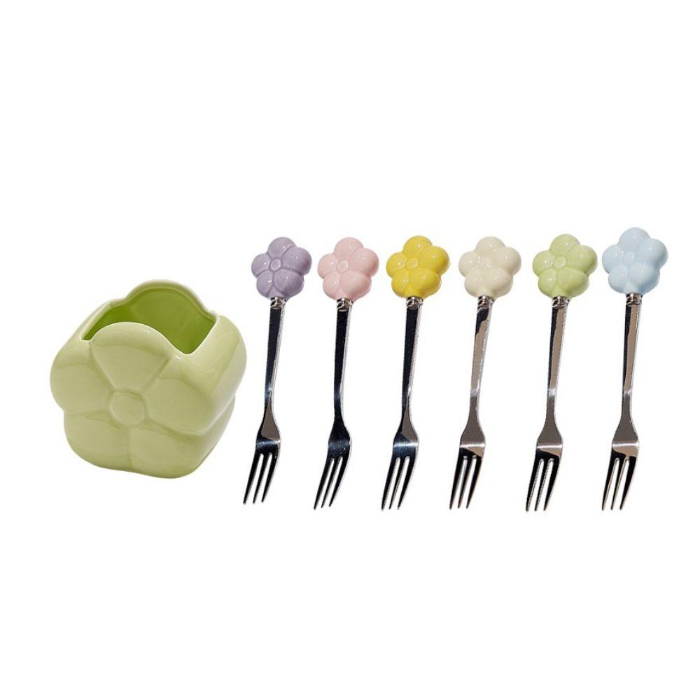 Creative Flower Fruit Fork Set Cartoon Fruit Stick Set  Kitchen Supplies