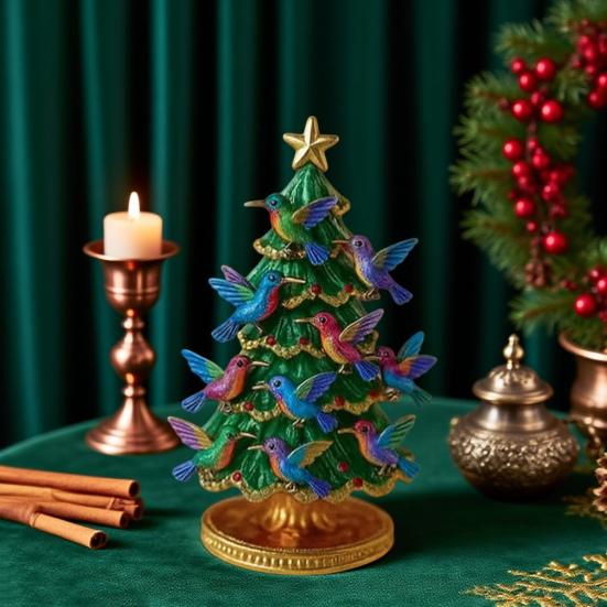 Christmas Ornament Colorful Christmas Tree Resin Display Mold with Bird Decor Living Room Bedroom Home Party Decor