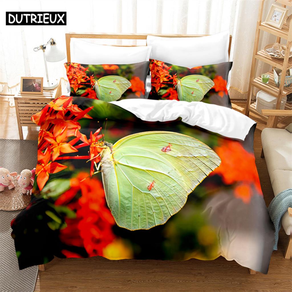 Butterfly Queen Bedding Set Duvet Cover Kids Bedroom Bed Set Comforter Cover Set King Size Duvet Cover Set Bedding Sets