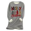 Women's Christmas Print Thick Plush Lambswool Warm Long Top