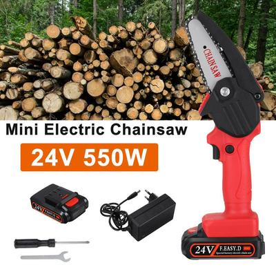24V Mini-Kettensäge Tragbare Akku-Kettensäge Holzschneider für Holzbearbeitung Gartengeräte Wiederaufladbare Batterie Kettensägen