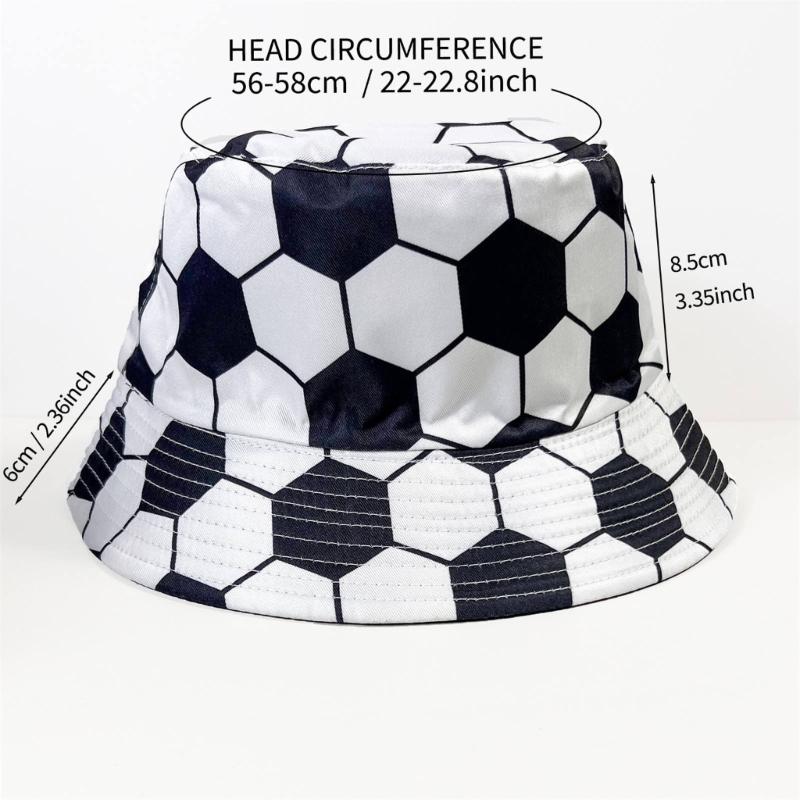Soccer Themed Bucket Hat Light Weight Breathable Polyester Fisherman Cap For Running Cycling Football Outdoor Sports