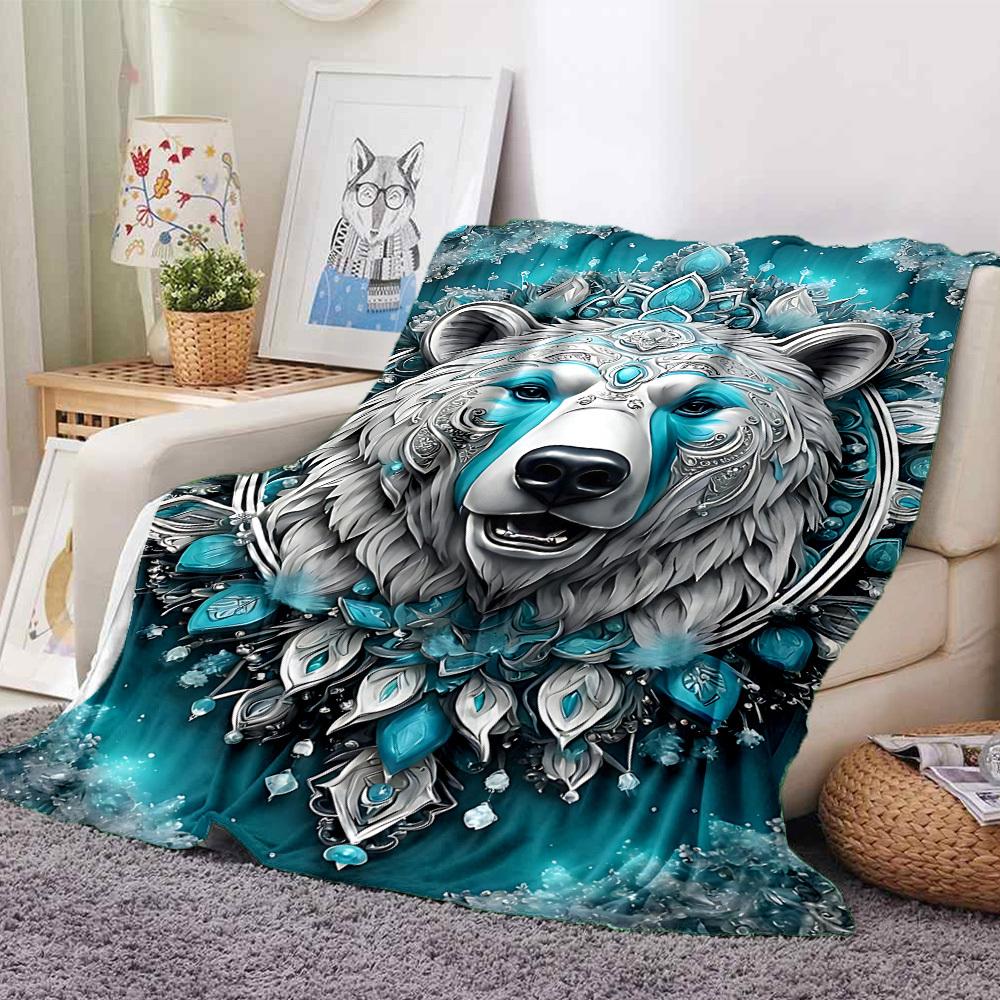 1pc Polar Bear Mandala Art Blanket Lightweight Blanket Throw Blanket For Sofa, Bed, Travel, Camping, Livingroom, Office yy251010023