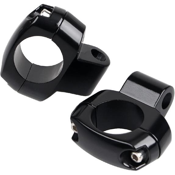 Black Mirror Mount Clamp for 1" Handlebars with 3/8" mirror stem- Motorcycle For Harley Chopper Bobber Touring