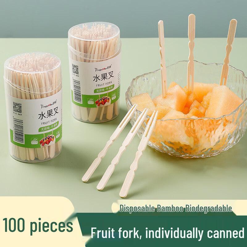 ZISIZ Disposable Bamboo Fruit Fork Set