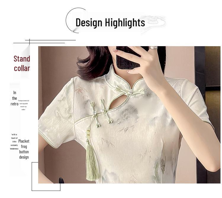 Summer Women's Chinese-Style Qipao Suit: Elegant Dress and Shorts Set