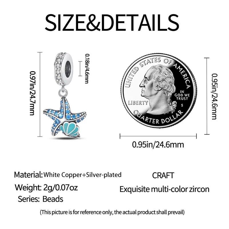 Kupferfarbener Pavé Zirkonia Leuchtender Seestern Anhänger Passend für Original Pan Armband DIY Perlen Damenschmuck Geburtstagsgeschenk