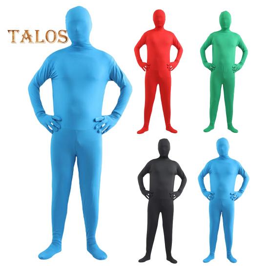 Unisex Halloween Jumpsuit Tight Fit Breathable Long Sleeves Hooded Elastic Solid Color Invisible Jumpsuit Zipper Back Bodysuit Props Party Costume