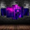 Mystic Tiger Purple Forest Scenery 5 Piece Five Panel Wall Canvas Print Modern Art Poster Picture Home Decor Gift For Him For Her