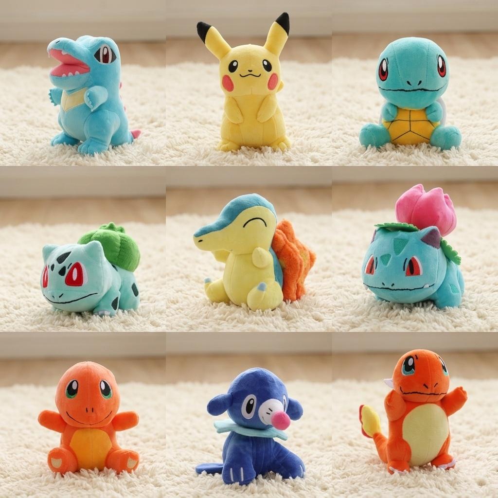 Pikachu Squirtle Bulbasaur Charmander Cyndaquil Totodile Ivysaur Popplio Plush Toy Peluche Doll Toy Hobbie Birthday Gift