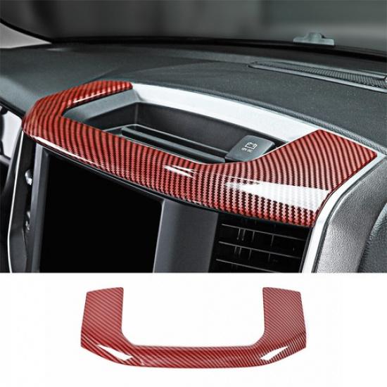 Center Console Storage Box Cover Trim Frame For Dodge RAM 1500 2018+ Red Carbon