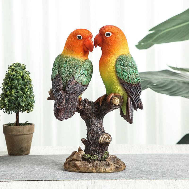 Resin Handicrafts Simulation Animal Sculpture Colorful Parrot Ornaments Macaw Bird Statue Decorative Figurines Home Decoration
