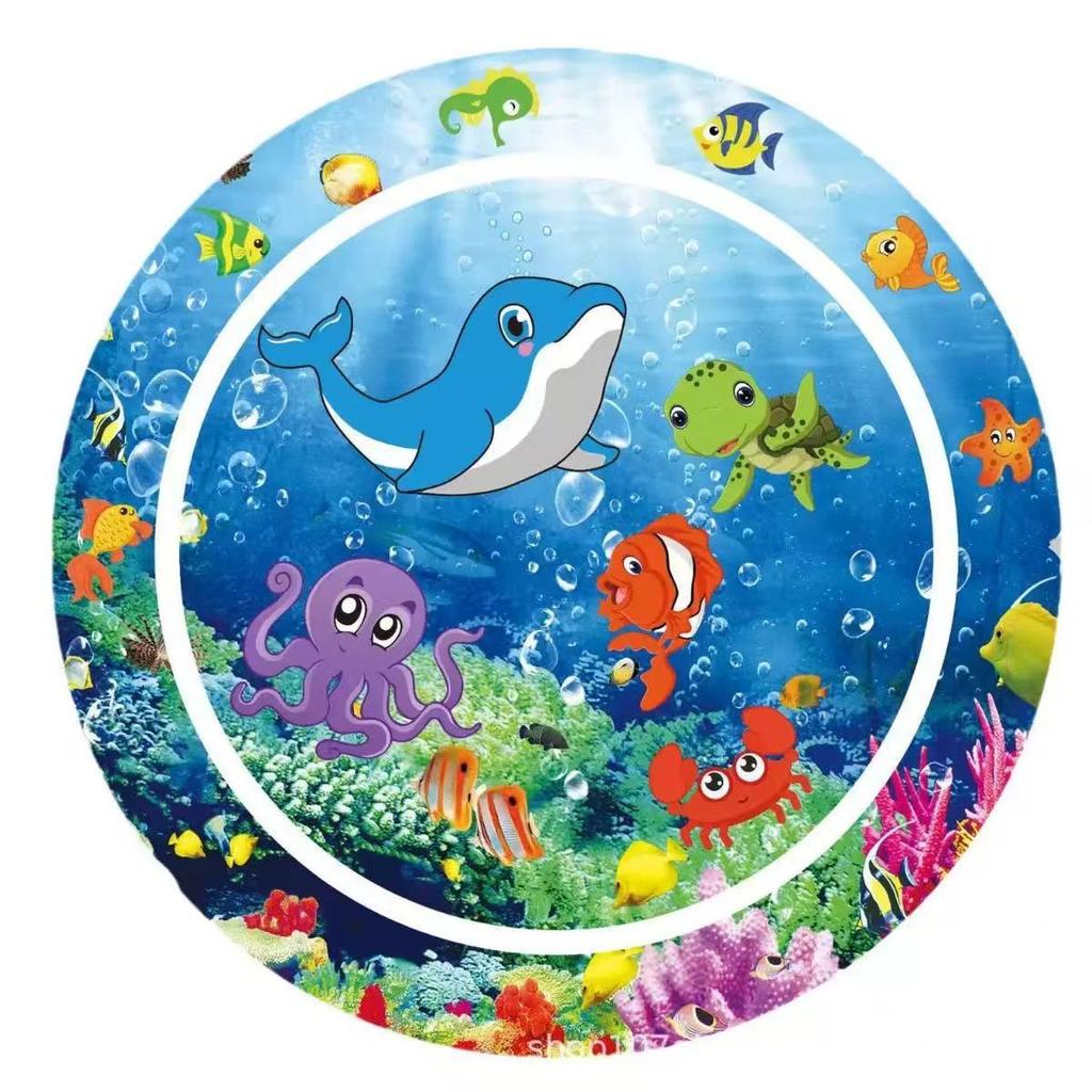 Inflatable Round Pat-Pat Water Mat for Babies & Toddlers - Marine Life Crawling Play Mat