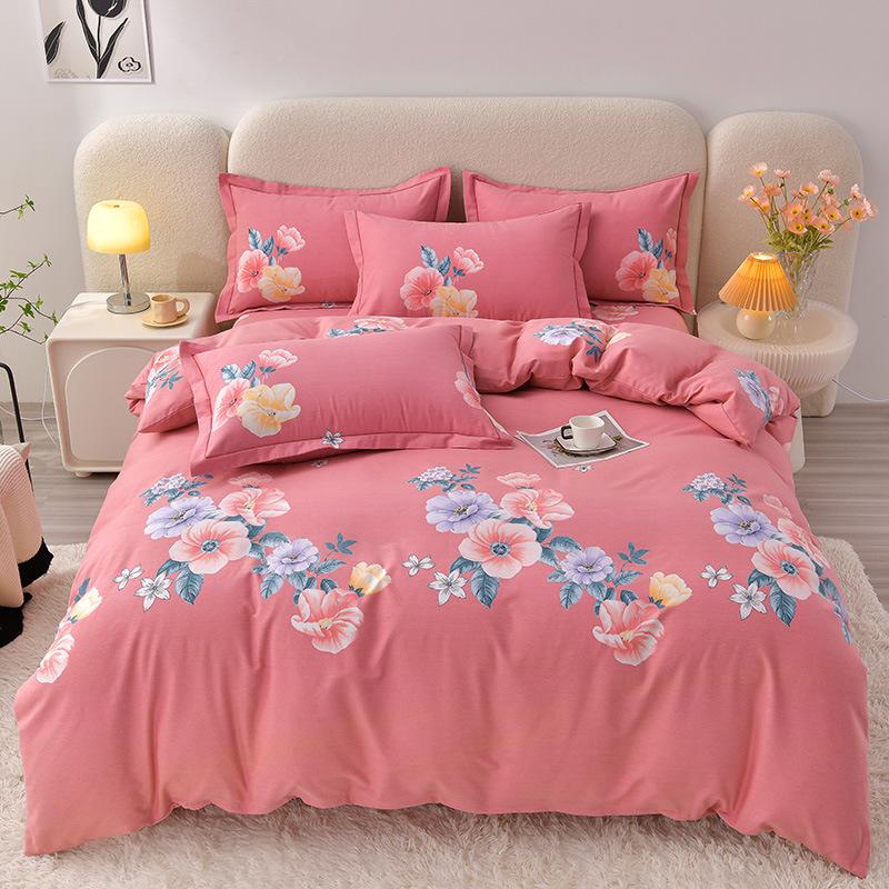 Thickened Cotton Four-piece Set, Pure Cotton Bed Sheet Quilt Cover, Dormitory Three-piece Set, Bedding