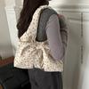 Corduroy Shoulder Bag Girly Dumpling Tote Bag Bow Print Bag Soft For Shopping Decorative Matching Piece Daily Commuting