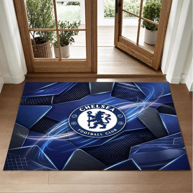 Chelsea FC Design Crystal Velvet Rug Soft Decorative Mat for Bedroom Entrance