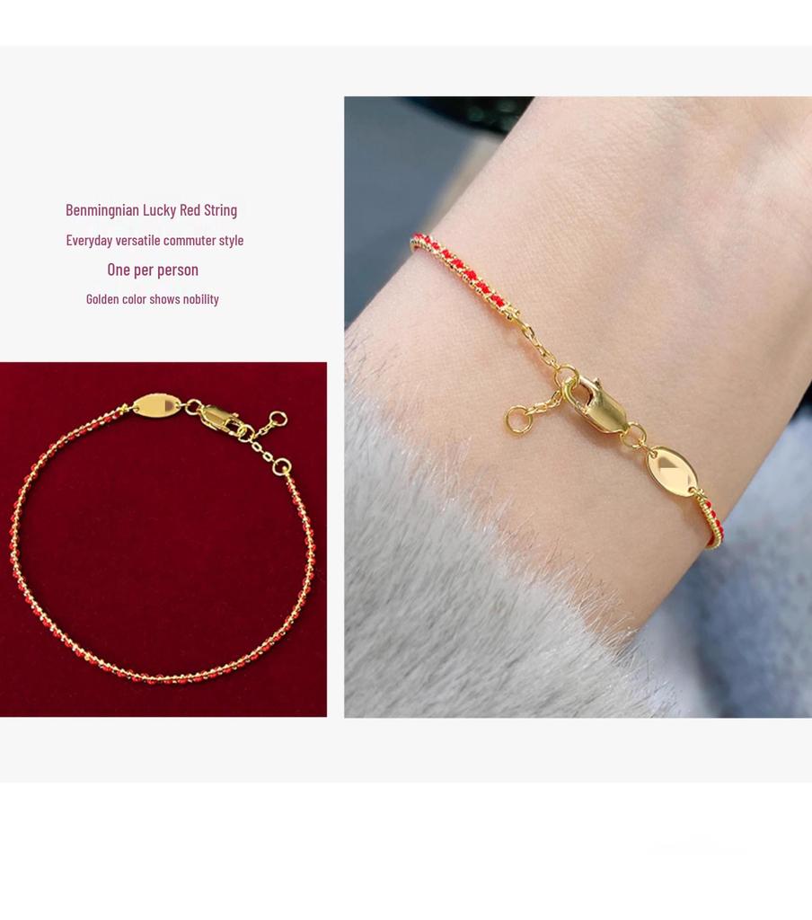 Women's Pure Silver Red Rope Bracelet - Niche Design, Handwoven New Year Jewelry