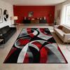 European Vintage Red and Black Carpet Modern Geometric Abstract Rug, Large Area Carpet Large Bedroom Decor Minimalists