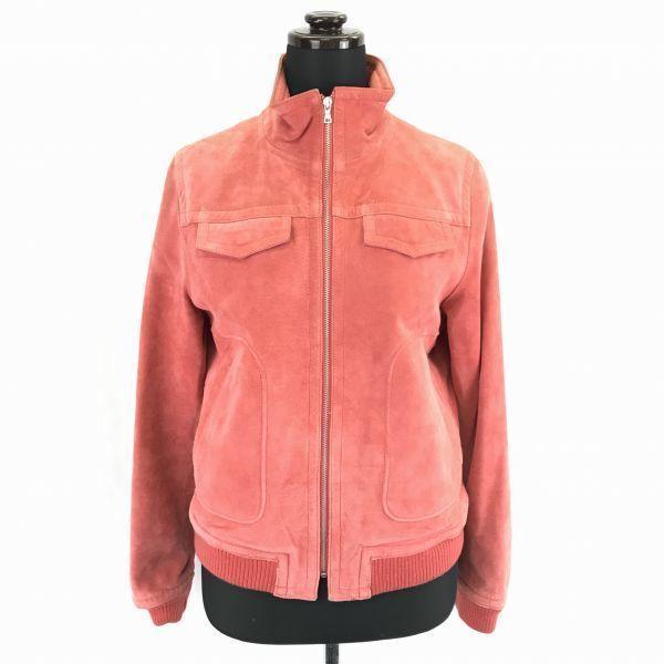 

Macphee Suede Processed Leather Pig Leather Blouson Outer / 38 / M / Salmon Pink / Full Zip / Flap Pocket / Rib Cuffs