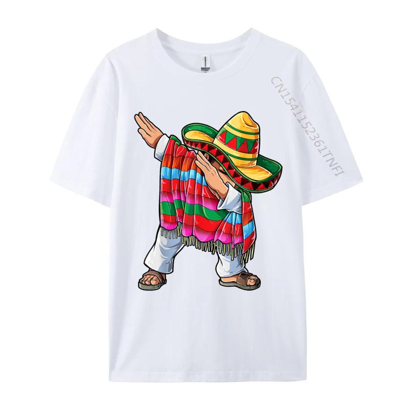 Dabbing Mexican Poncho Cinco de Mayo Men Sombrero Dab Hot Sale Mens T Shirt Premium Cotton Family Tops Shirt Funny Men Tshirt