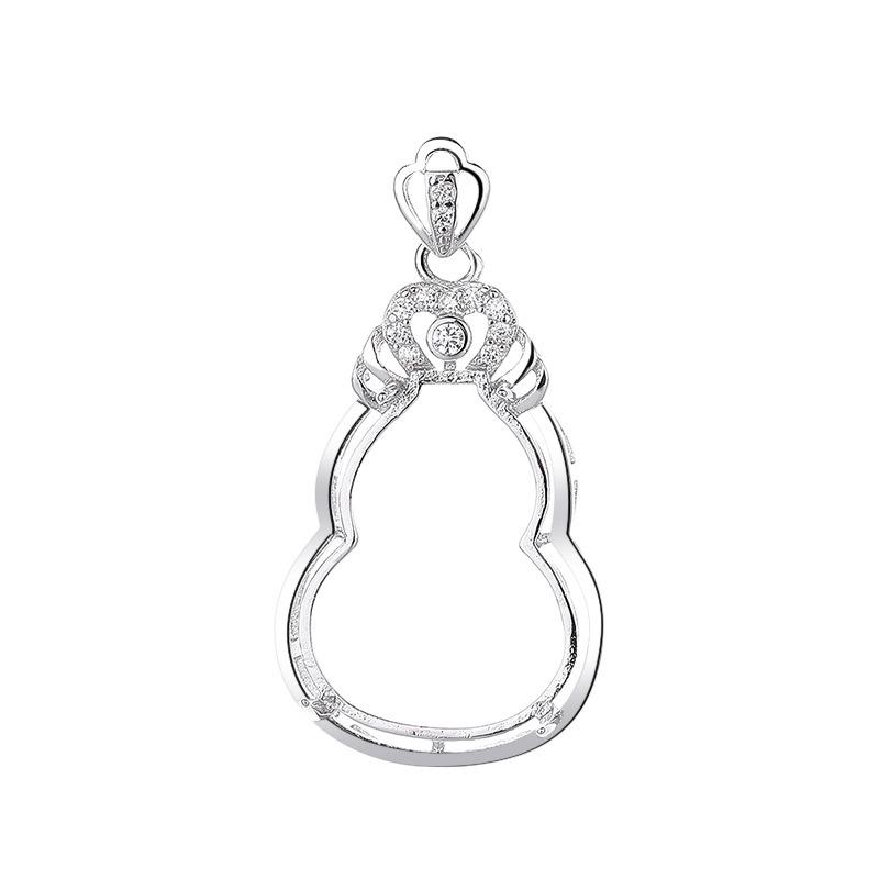 Women's S925 Silver Gourd Pendant Necklace - Classic Round Safety Buckle, Light Luxury Design, Inlaid Accessories