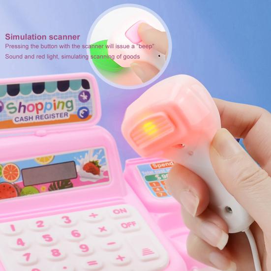 27Pcs/Set Cash Register Toys Sound Light Effects Fruit And Vegetable Puzzle Enlightenment 360-degree Fillet Grinding Fun Scene Experience Simulated