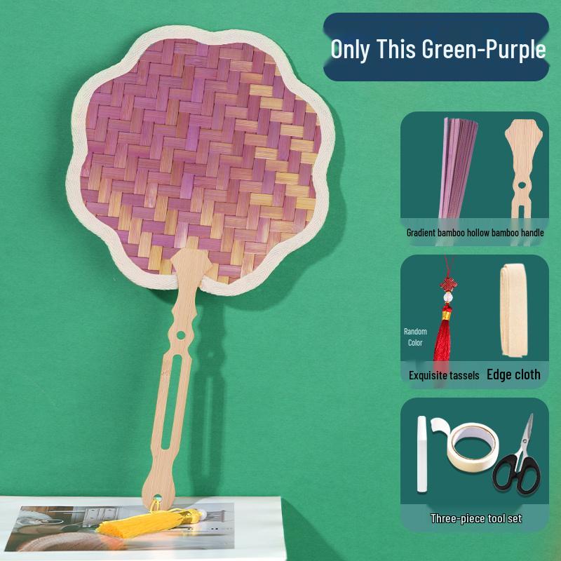 Handmade Bamboo Weaving Kit: Intangible Heritage Round Fan with Gradient Colors for DIY and Team Building Activities.